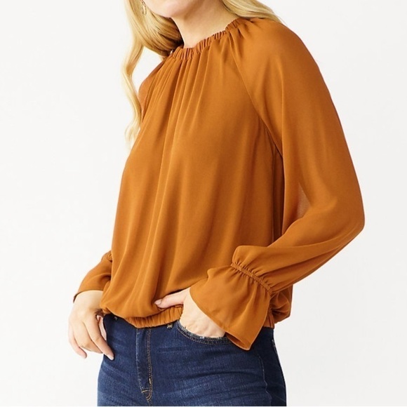 Nine West Flute Sleeve Elastic Waist Blouse | SIZE S - Picture 6 of 7
